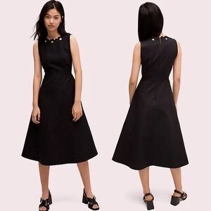 Kate Spade Scallop Cutout Trim Black Sleeveless Midi Dress Size 4 NWT